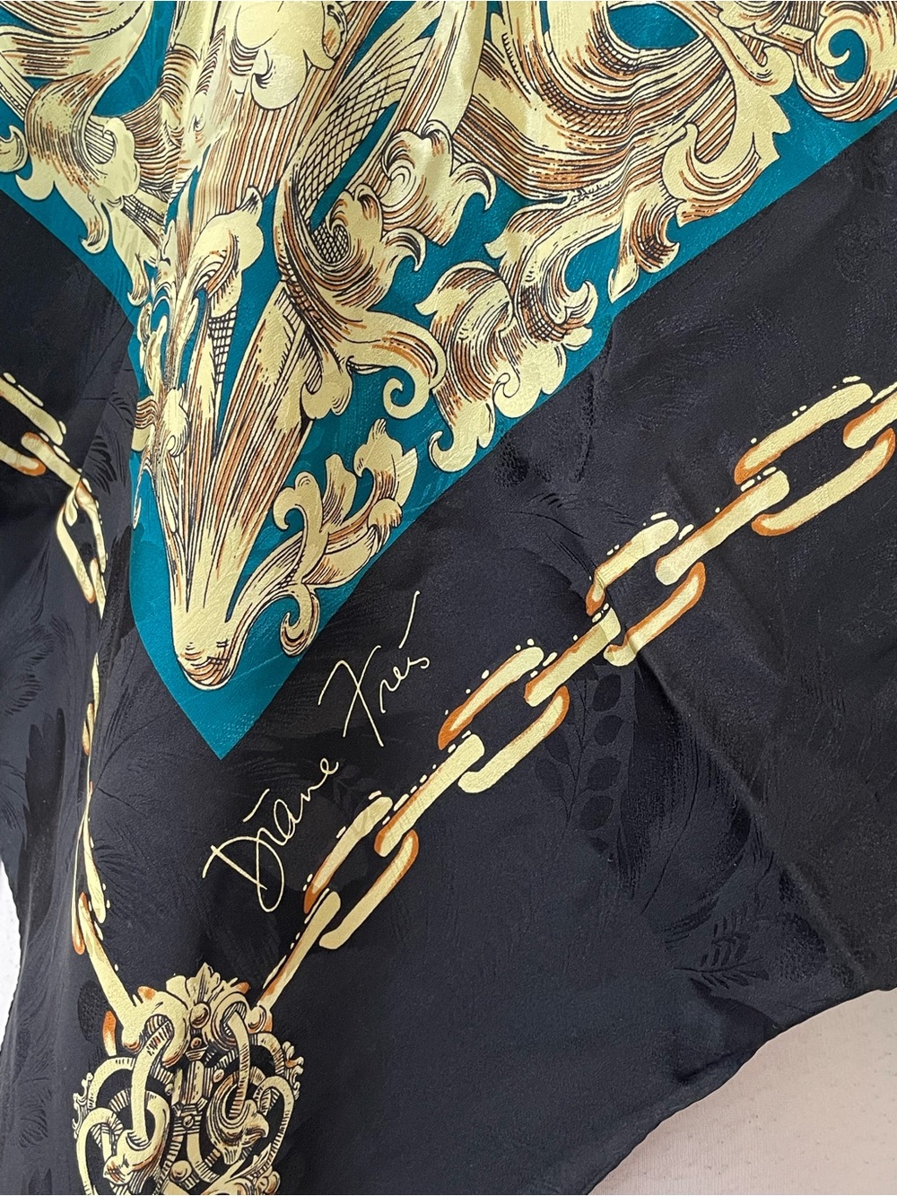 Diane Freis Originals Black Silk Scarf - Picture 3 of 6